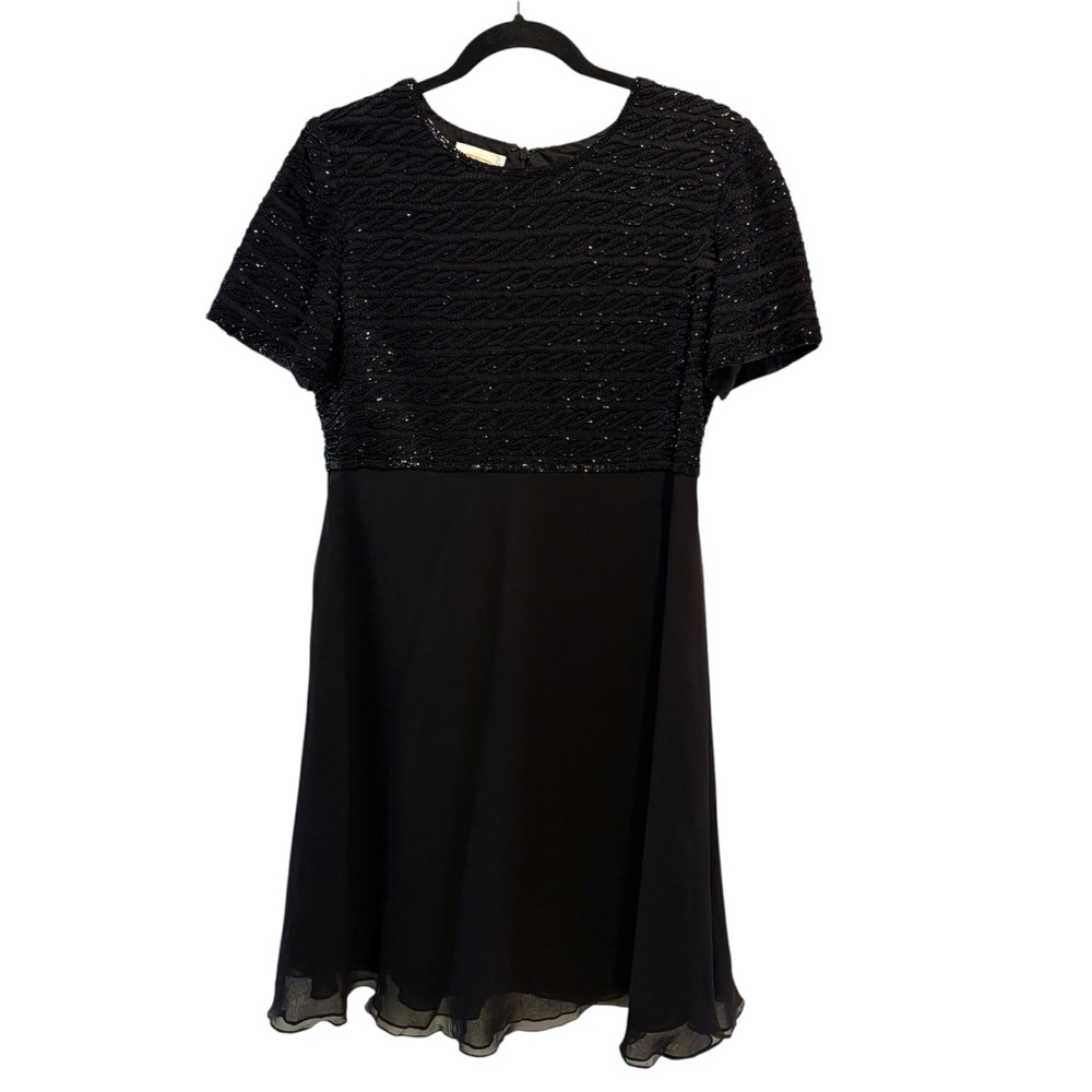 Talbots Beaded Bodice 100% Silk Cocktail Dress 10 Semi-formal Elegant A-line